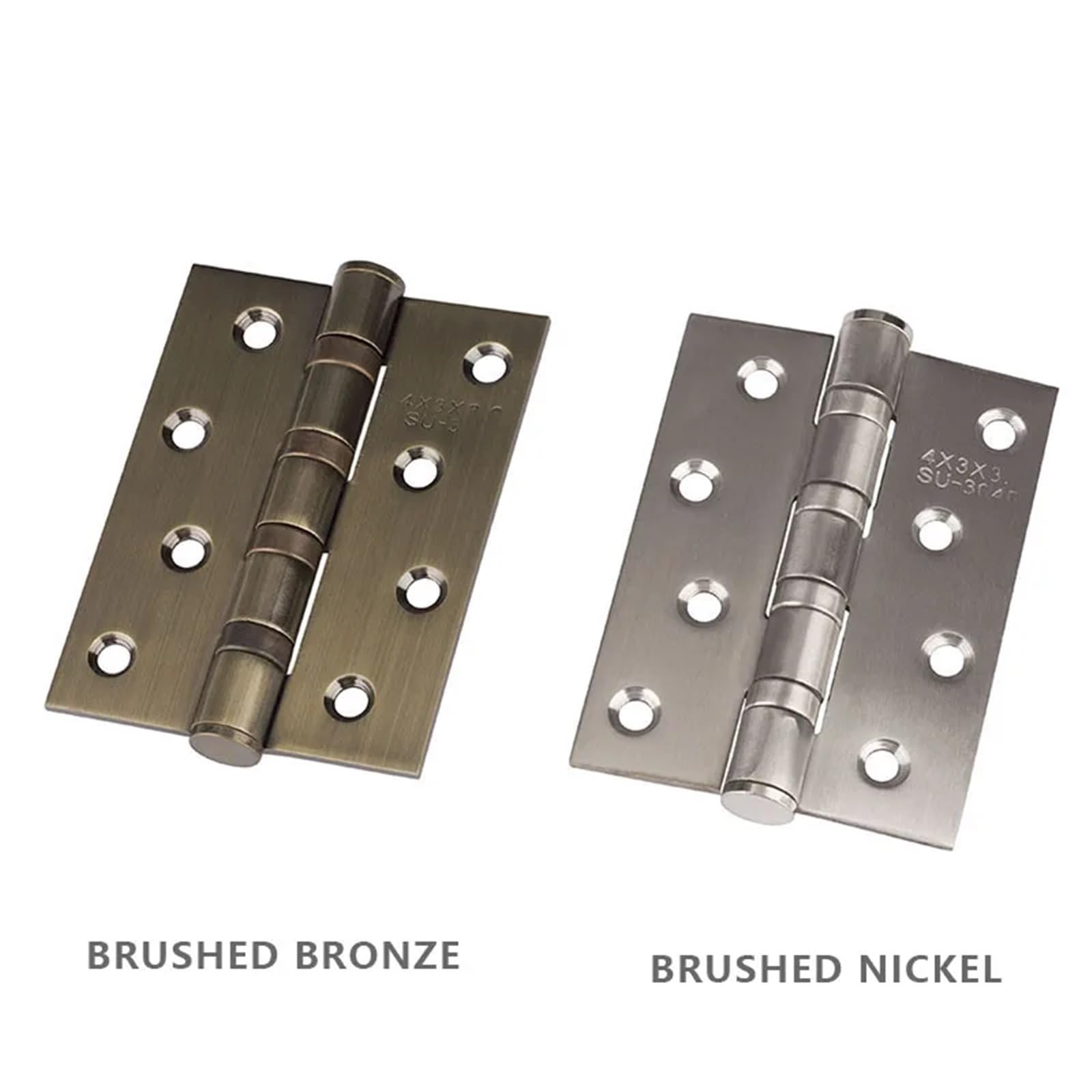Bisagra For Puerta De Casa Acero Inoxidable Color Níquel Cepillado Y Bronce 4" Con Apertura 270 Grados Tornillos(Brushed Nickel)