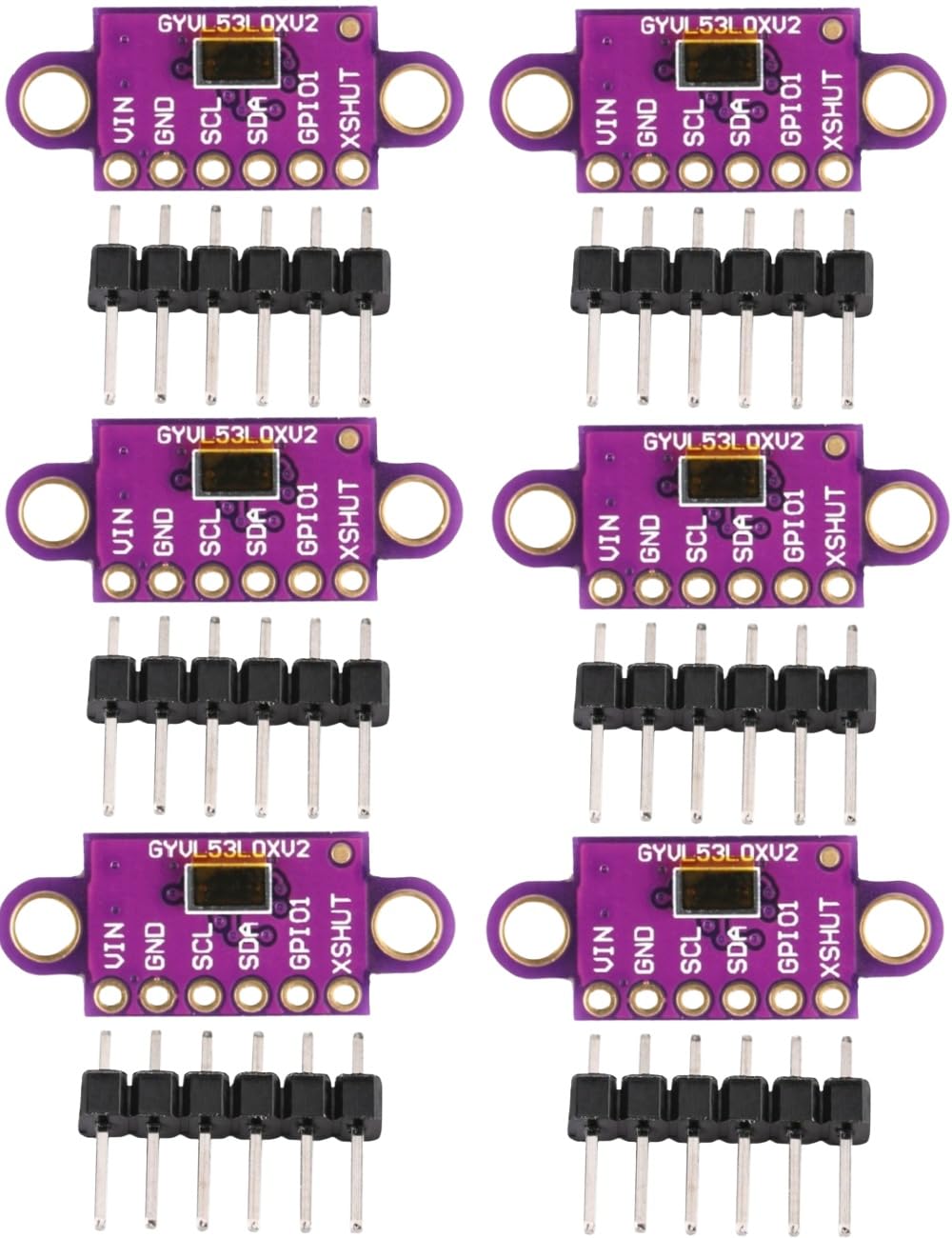 VL53L0X Time-of-Flight (ToF) Laser Ranging Sensor, 6PCS Breakout 940Nm -VL53L0XV2 Laser Flight Distance Measurement Sensor Module I2C IIC for Absolute Distance Measurement