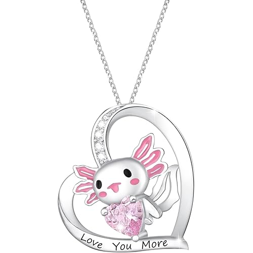 M&Ostyle Cute Axolotl Necklace for Girls Boys Crystal Pendant Necklaces Gifts Jewelry Gifts for Girls Daughter Boys Son Granddaughter Niece Birthday Christmas Graduation Gift