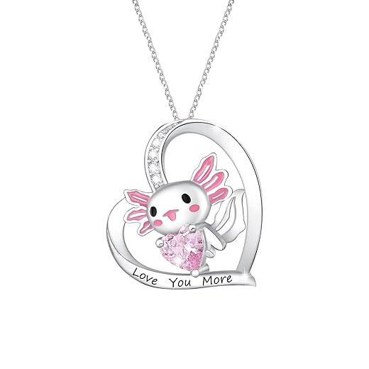 M&Ostyle Cute Axolotl Necklace for Girls Boys Crystal Pendant Necklaces Gifts Jewelry Gifts for Girls Daughter Boys Son Granddaughter Niece Birthday Christmas Graduation Gift