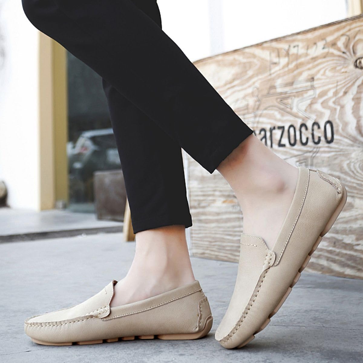 Mocassins pour Hommes en Cuir de Haute Qualité Chaussures à Enfiler Chaussures de Chauffeur Chaussures Plates décontractées 38-49 EU