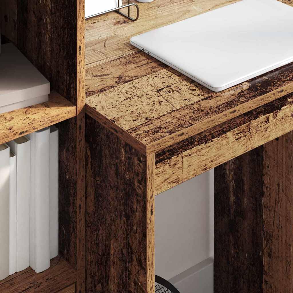 Scrivania in legno anticato, 60 x 50 x 76 cm, in legno, compatta, per home office e studio, ripiano per laptop e monitor, dimensioni pratiche per camera dei ragazzi e postazione di lavoro da
