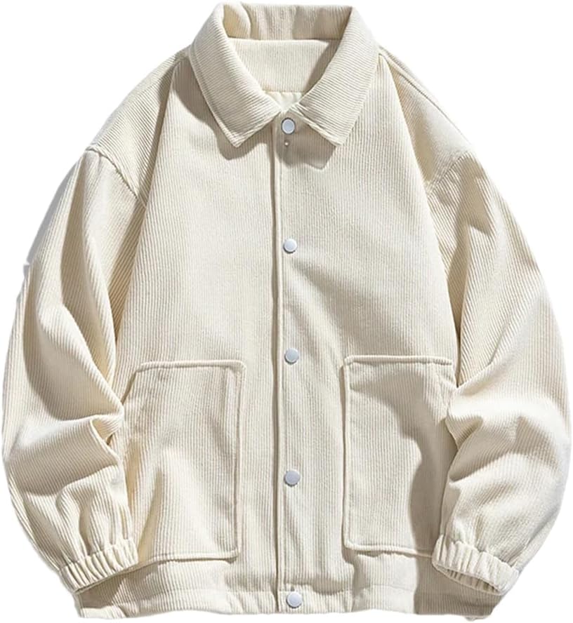 Fnfmrfmr Men Casual Single Breasted Long Sleeves Jacket Solid Color Pockets Comfortable Outerwear