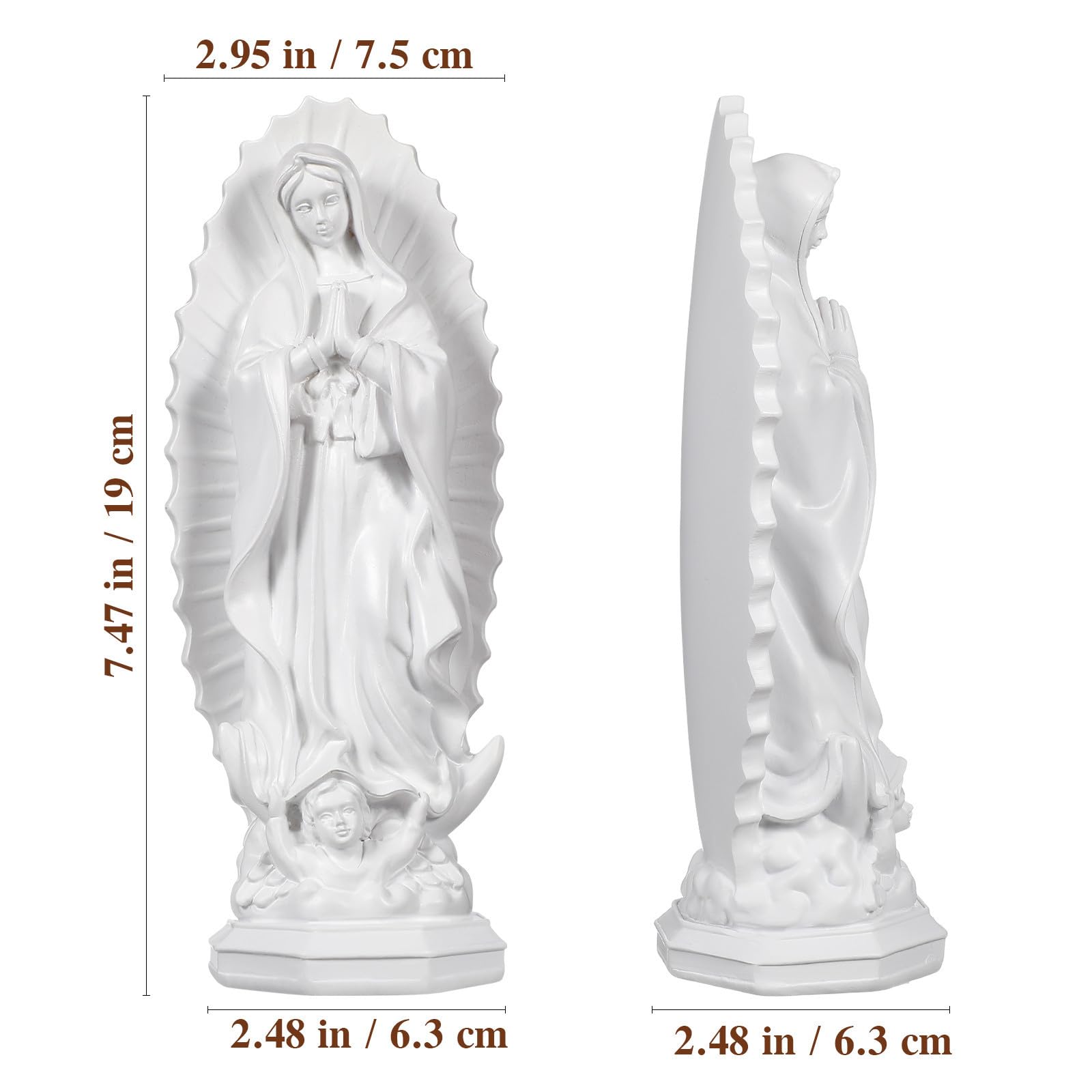 HOMSFOU 3 Piezas Figura Artesanal de Resina de María, Adorno Religioso