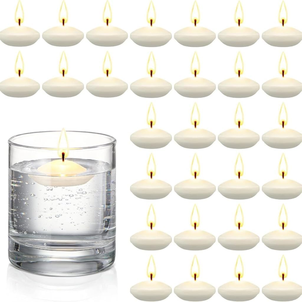 30Pack Decorative Floating Candle,Unscented Burning Candle for Cylinder Vases,Weddings,Party and Holiday Decorations