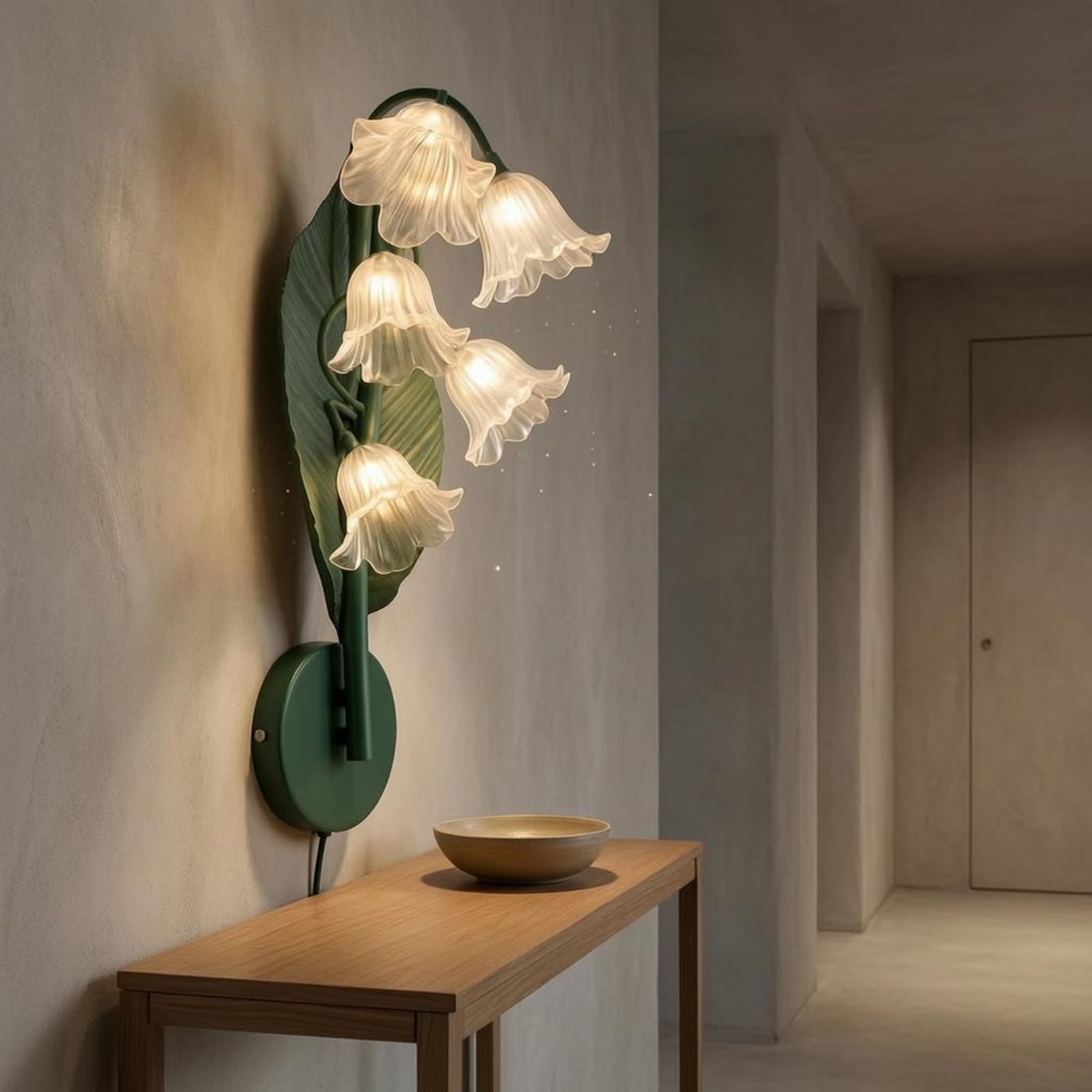 Gralara Aplique de Pared Lámpara de Pared Luz de Pared Lámpara Decorativa Estructura Fijación Mural USB de Fácil Colocación Luz, Transparente, Campanilla De Cristal Transparente