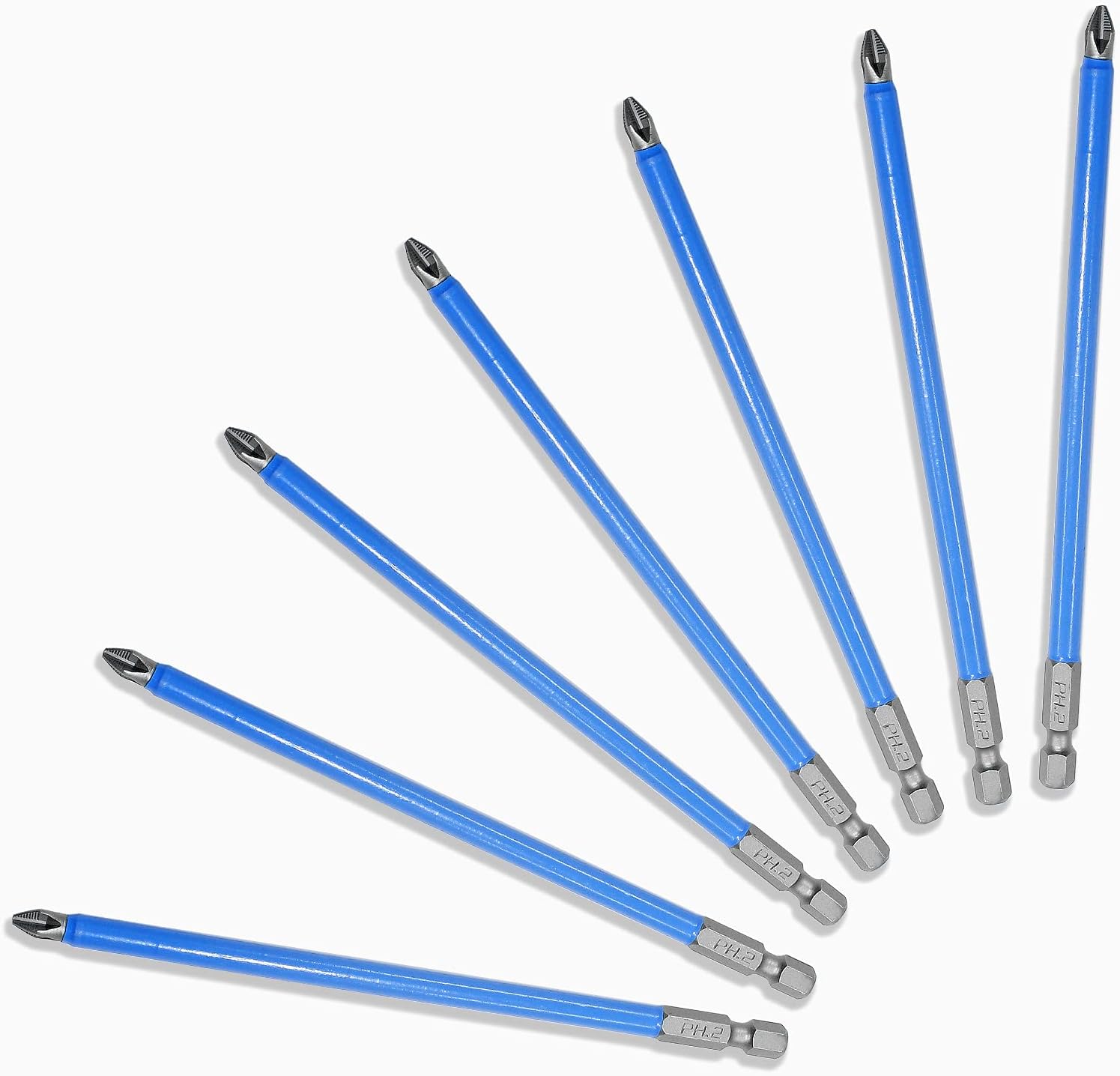 Uenhoy 10 Pcs Magnetic Phillips Screwdriver Bits Set 6 Inch Long Anti Slip Phillips Bits #2, 1/4 Inch Hex Shank (PH2 x 150MM)