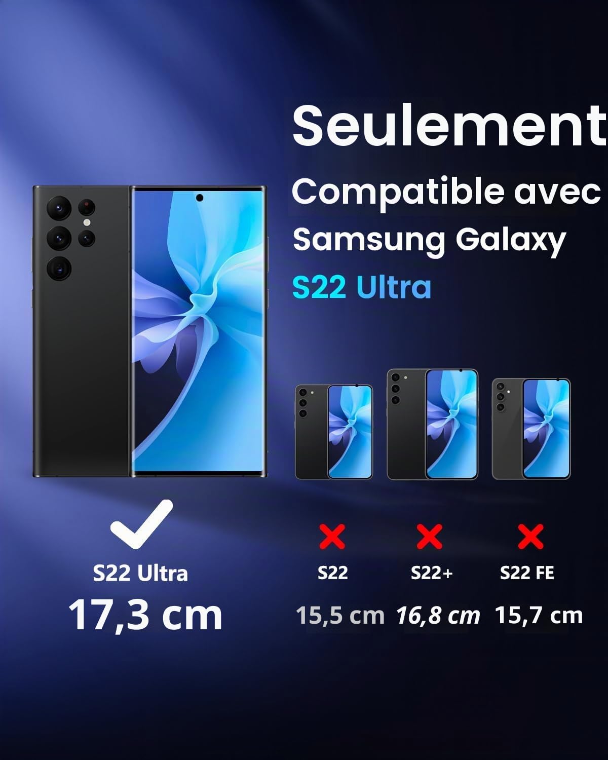 Écran OLED de rechange pour Samsung Galaxy S22 Ultra 5G, écran LCD avec cadre et capteur d'empreintes digitales, kit d'outils complet et instructions d'installation (français non garanti) (noir
