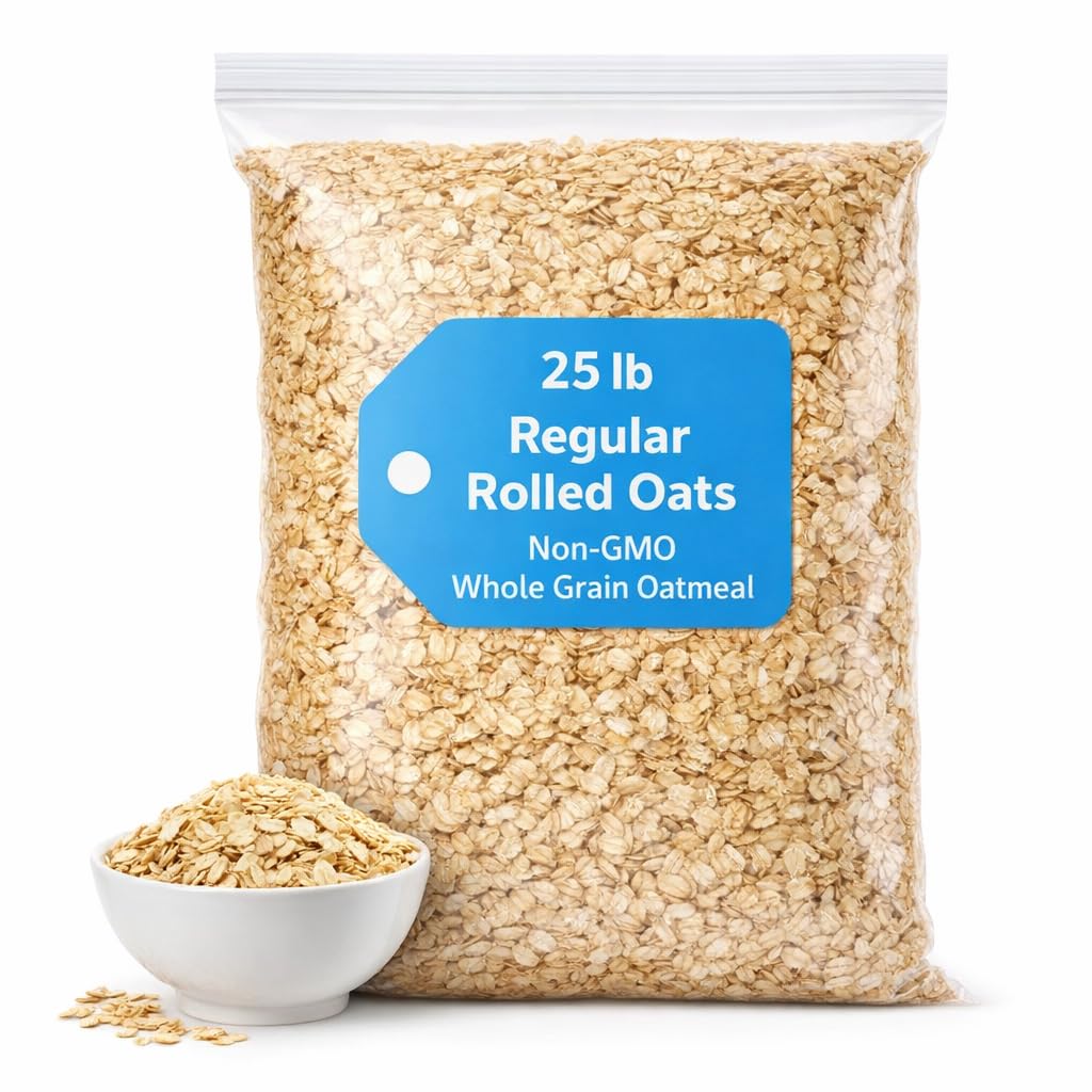 Avena en Hojuelas Regular No-GMO 25 LB para Hornear y Desayuno