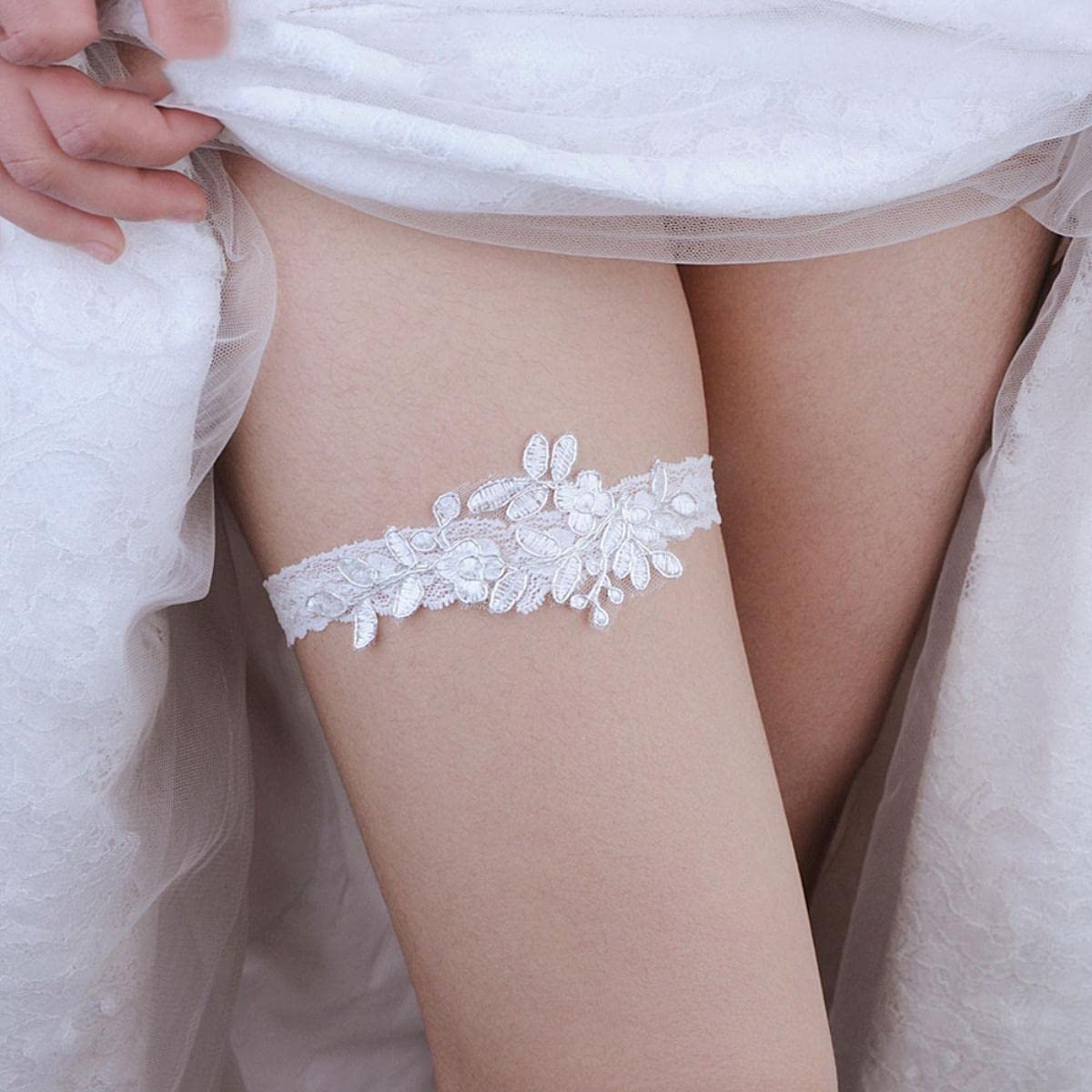 Lady Sexy Giarrettiera Calza Pizzo Giarrettiera Cinture Gambe Anello Imbracatura Cintura da Donna Giarrettiera da Sposa per ragazza-TH06 (TH06 B)