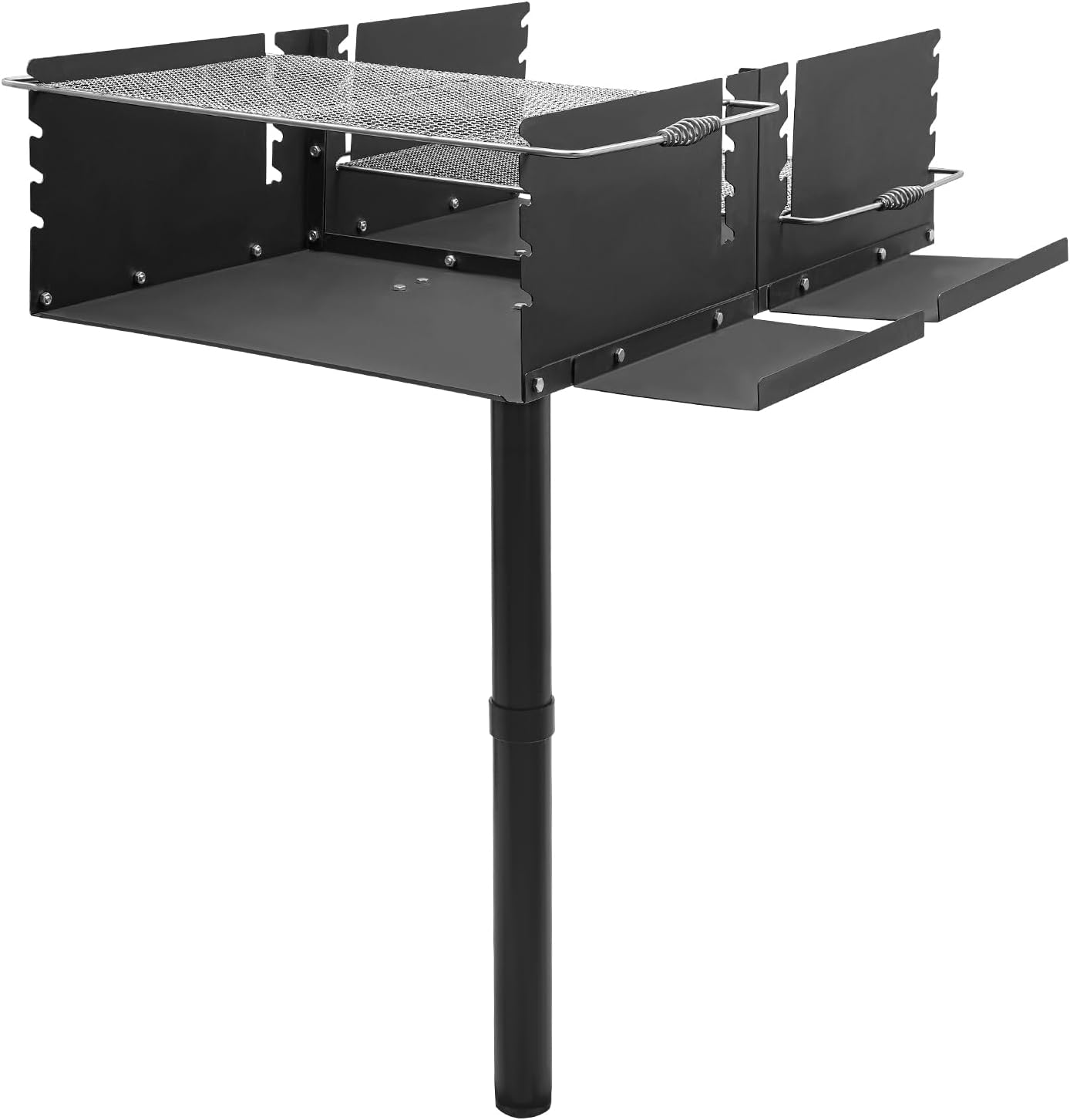 Park Style Charcoal Grill, 40x25.5x52.5in Large Charcoal Grills Outdoor BBQ with Adjustable Height, In-Ground Design for Camping, Backyard, Gatherings
