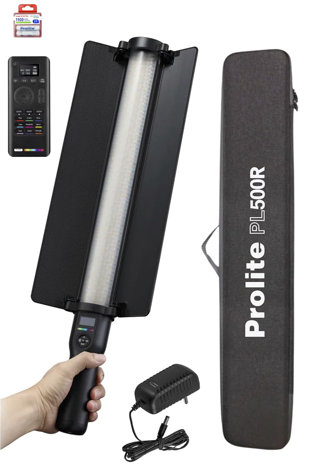 Prolite Light Stick PL500RR (with 2.4 Ghz Remote) | Dual-Side Lighting (CCT, HSI+FX) & 2500K-8500K RGB LED Saber with Built-in Battery, 2-Way Barndoor & Carry Case | 15 Light Effects | 6000lux-image-38