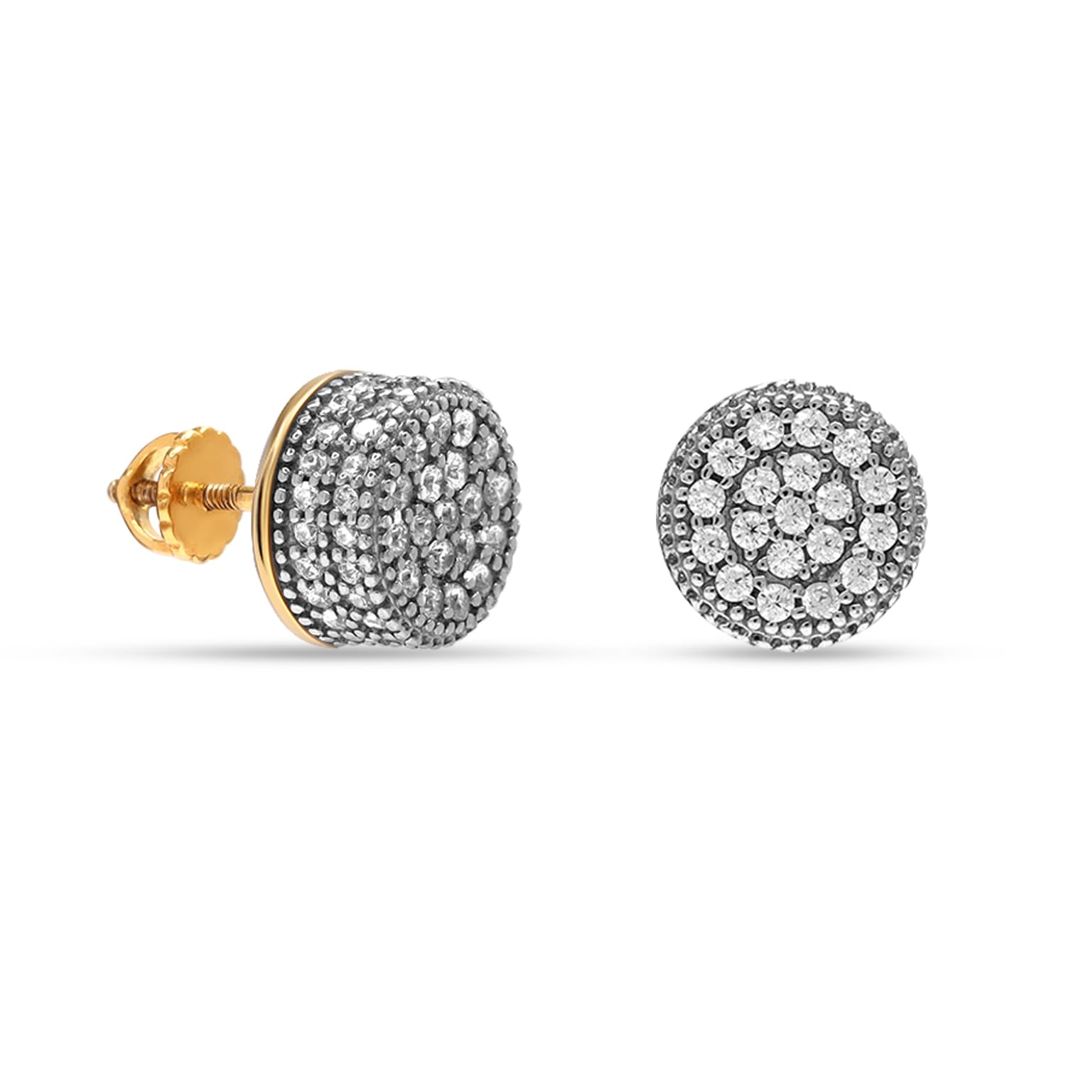 LeCalla 925 Sterling Silver Mens CZ Stud Earrings | BIS Hallmarked 14K Gold-Plated Round Cubic Zirconia Screw Back Mens Earrings - 10MM (B0D9K65PZQ) Amazon Price History, Amazon Price Tracker