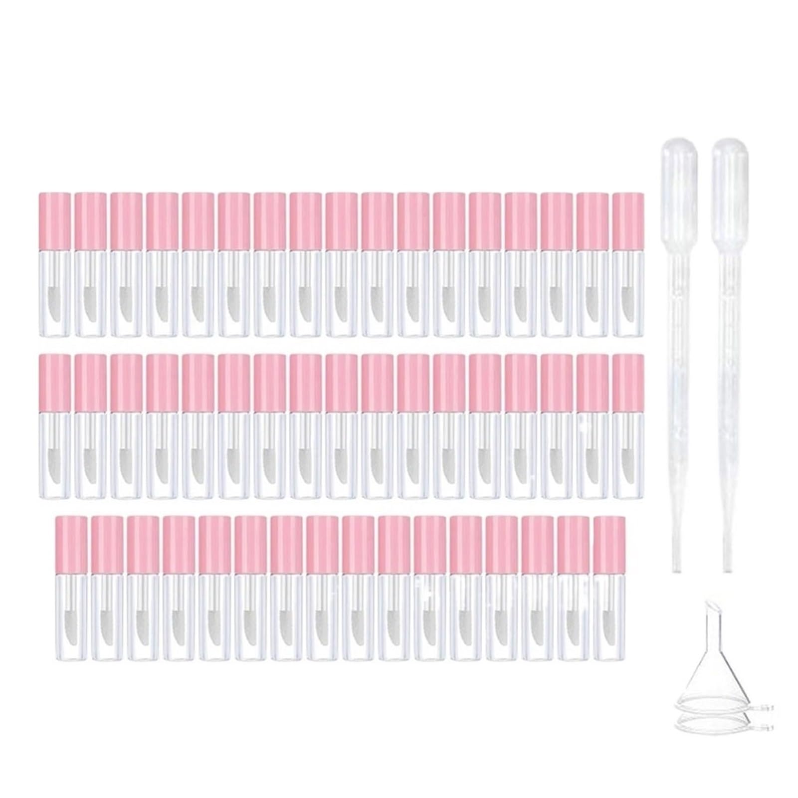 Contenitori vuoti per balsamo per le labbra, 30/50/100 pezzi, tubetti vuoti per balsamo per labbra, trasparenti, con tappo, campioni cosmetici, per la realizzazione di rossetti (rosa, 30 pezzi