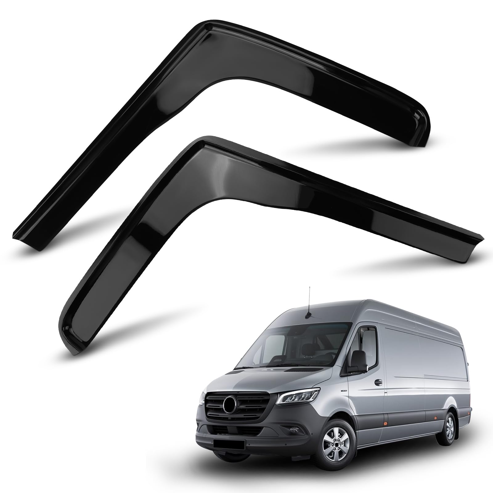 in channel rain guards for car window 2018-2025 mercedes sprinter 1500 2500 3500 accessories, side window wind deflectors, vent visors, 2 pieces