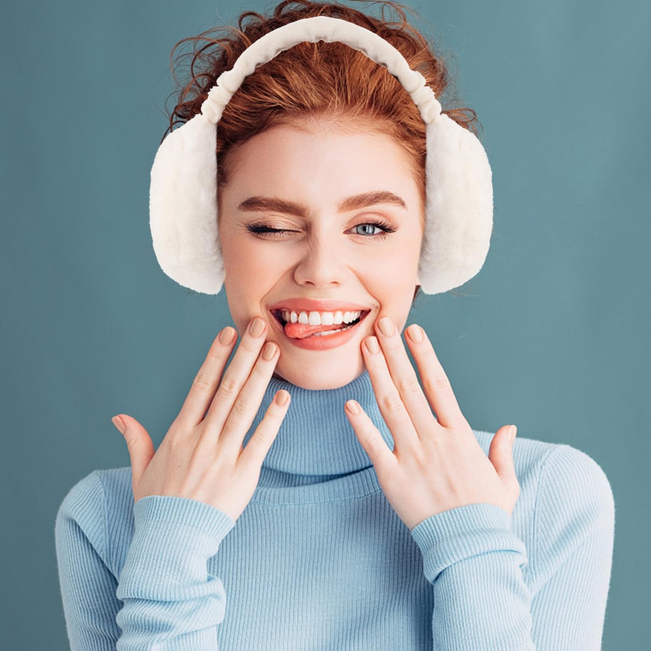 Ciieeo Winter Ear Covers Adjustable Plush Earmuffs Soft Warm Ear Warmers for Women Girls Outdoor Cold Weather Accessory 7.08X6.69X4.33 Inches - Image 2