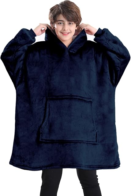 Lushforest Blanket Hoodie for Kids, Oversized Hoodie Blanket, Super Soft Fleece Dressing Gown, Warm Comfortable Hooded Robe, Gifts Compatible Gamers Boys Girls
