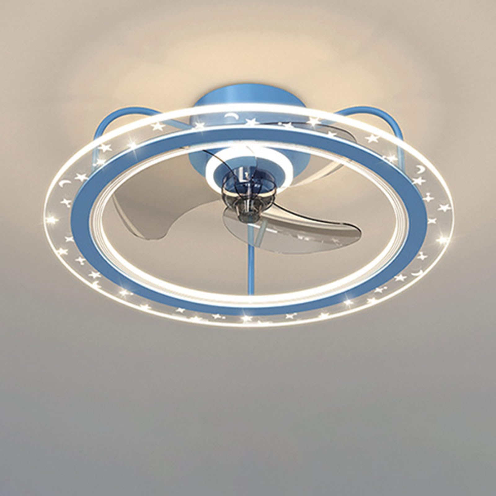SXDMOUBK Modern 6 Speeds Ceiling Fans with Light Girl Boy Kids Room Bedroom Mute Fan 40W LED Remote Dimmable Lighting