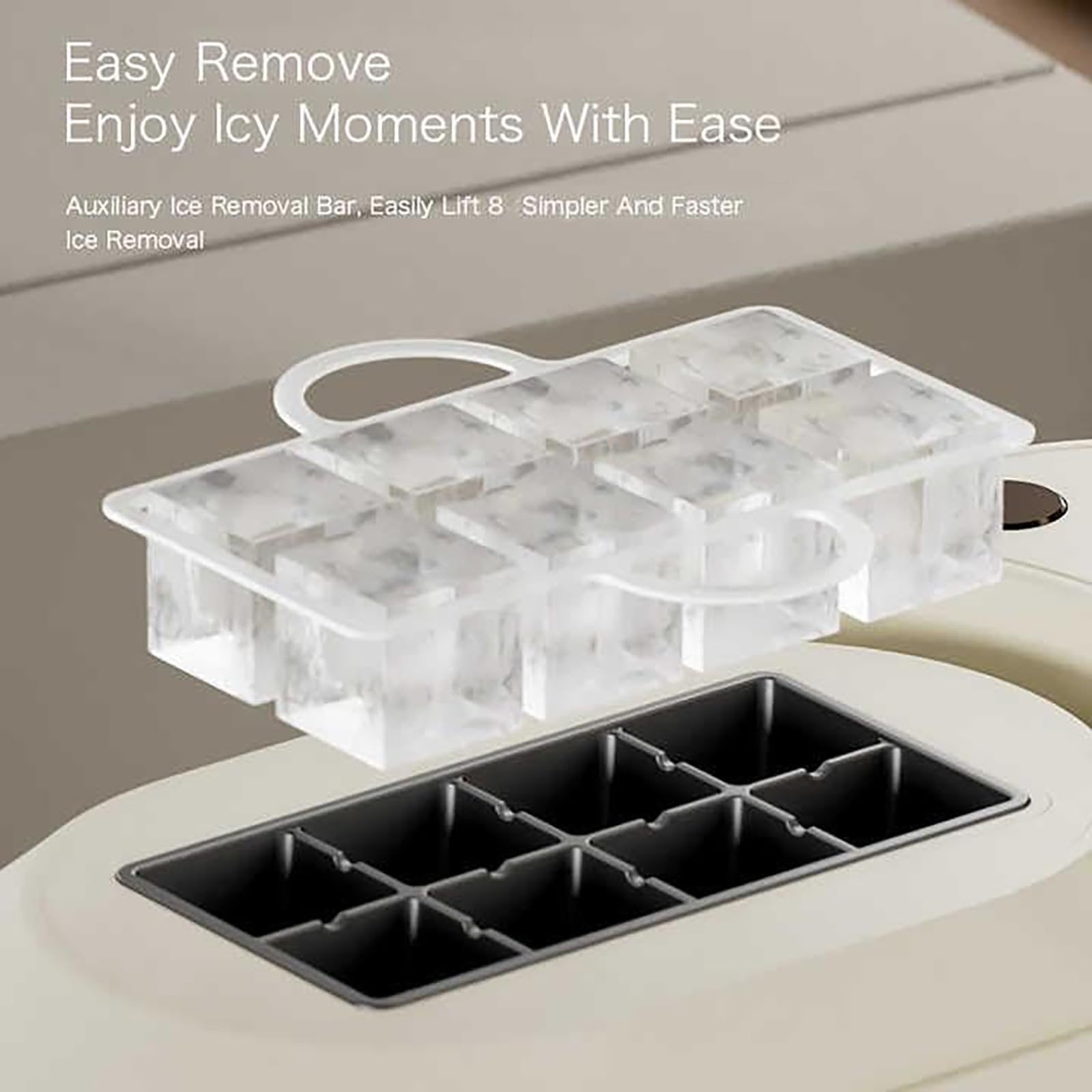 Máquina de Hielo Portátil de 120W, Mini Máquina de Hielo de Escritorio, 8 Cubos en 10-15 Minutos, Diseño Compacto para Encimera Ideal para Acampadas, Eventos Deportivos, Uso al Aire L white_8 squares