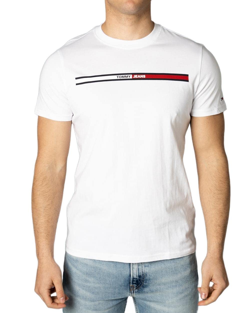 Tommy Jeans Camiseta de Manga Corta para Hombre Essential Flag Tee Cuello Redondo