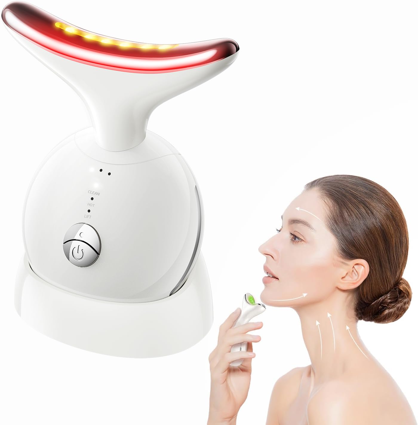 7 in 1 face massager tool red light therapy for face and neck portable face lift device neck massager for double chin reducer