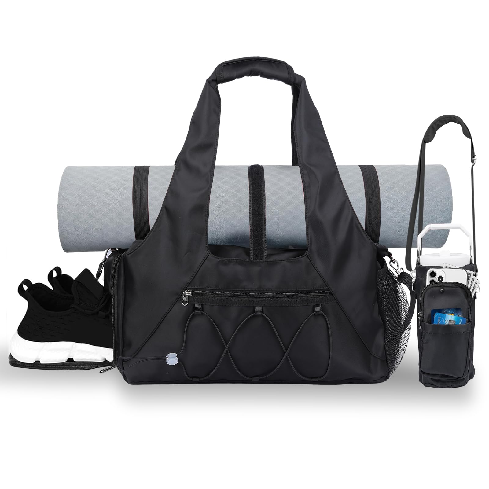 Gym Bag for Womens, Small Gym Duffle Bag with Shoes Compartment Water Bottle Carrier Bag Ideal for Travel, Gym, Sports, Weekender