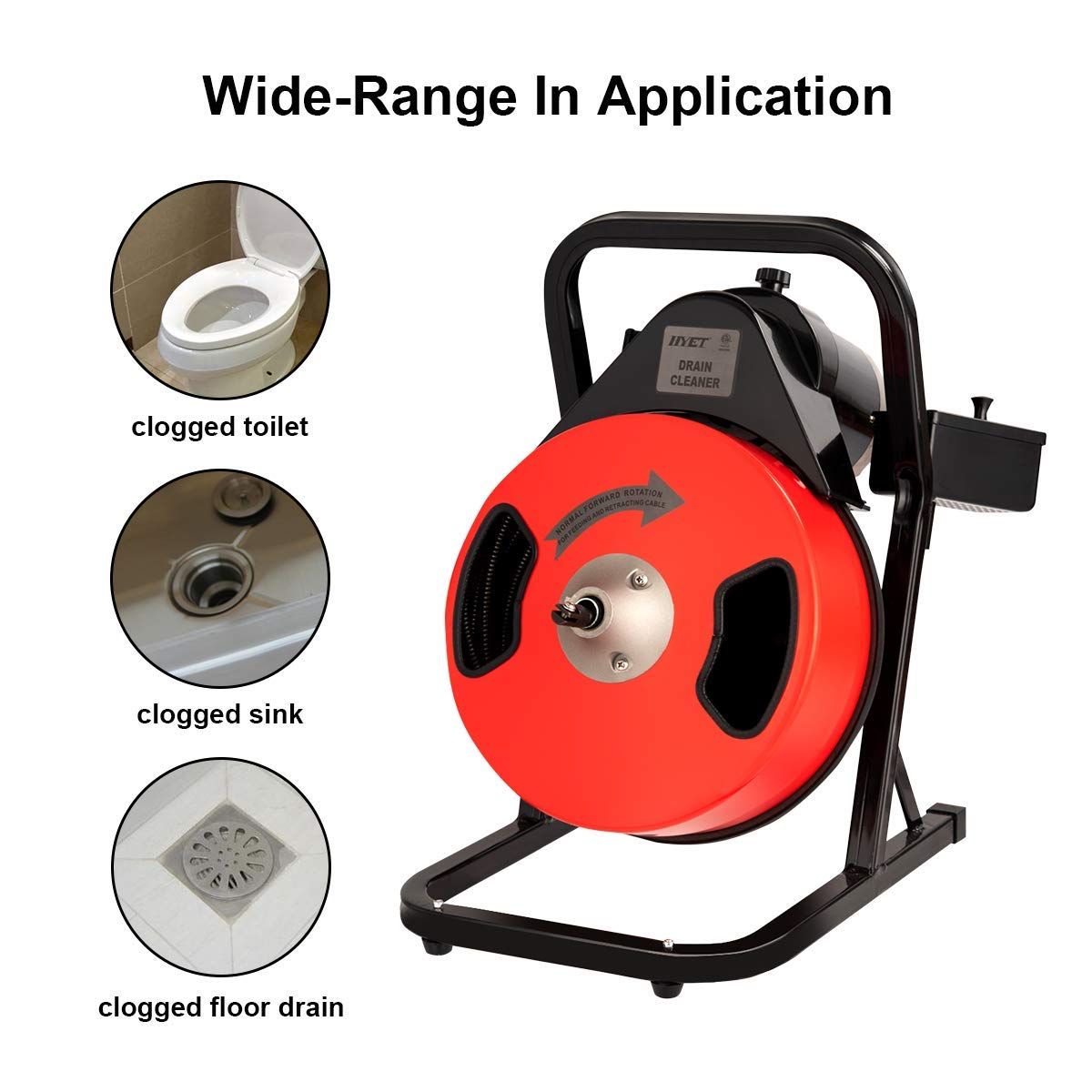 Goplus Electric Drain Pipe Auger Cleaner 50 Ft 1/2'' Compact Sewer