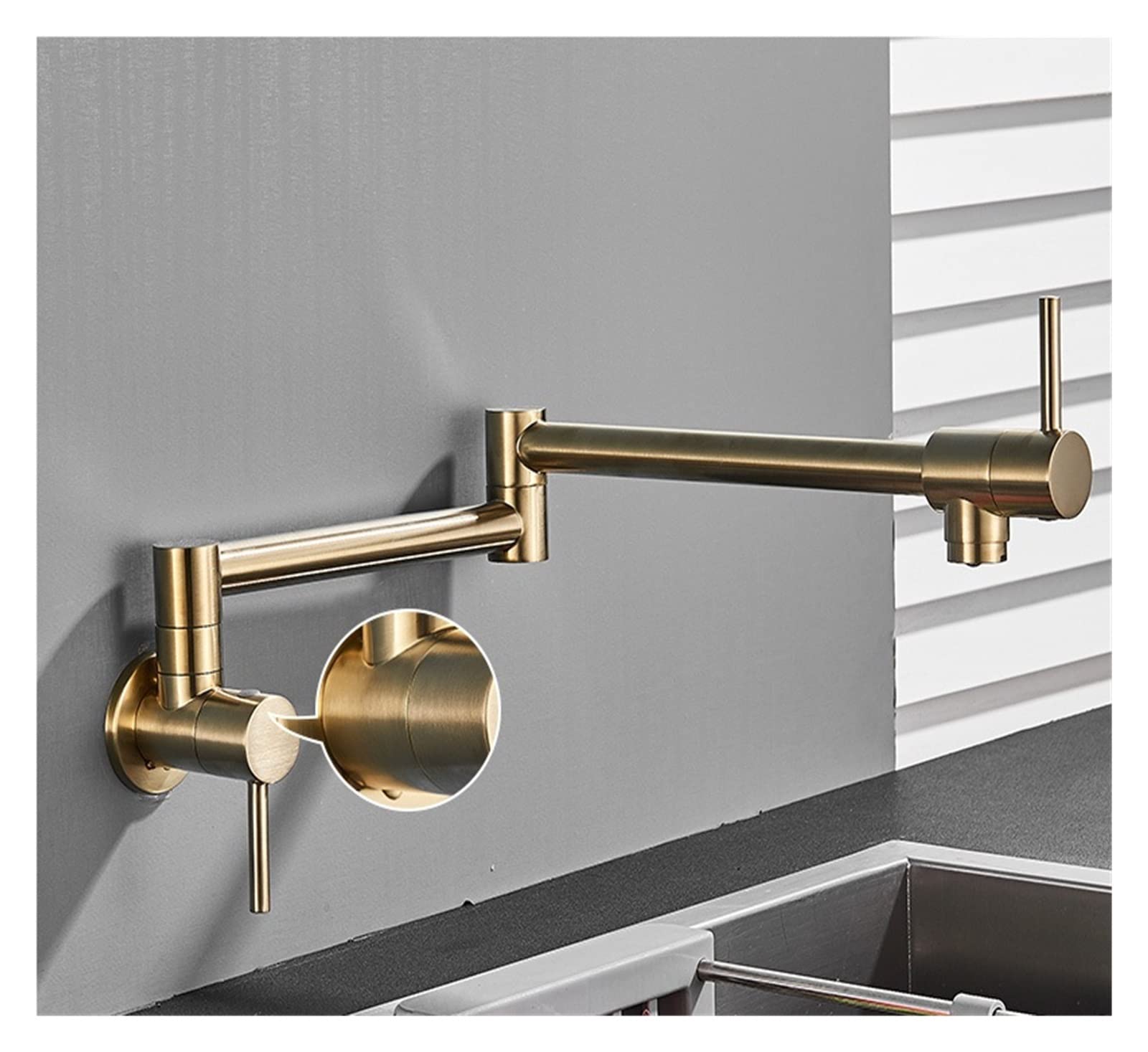 Filtro aeratore Universale Splash, Rubinetto per Acqua Fredda per lavello da Cucina Nero, Rubinetto Girevole per lavello in Ottone Massiccio, Rubinetto per riempimento pentole a Parete, BRAC