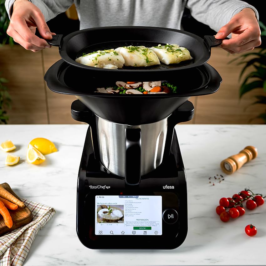 Ufesa TotalChef RK6 Inteligentny wielofunkcyjny robot kuchenny, ekran cyfrowy 7", WIFI, 30 funkcji, miska ze stali nierdzewnej, 3,5 l, wbudowana waga, 15 programów, akcesoria