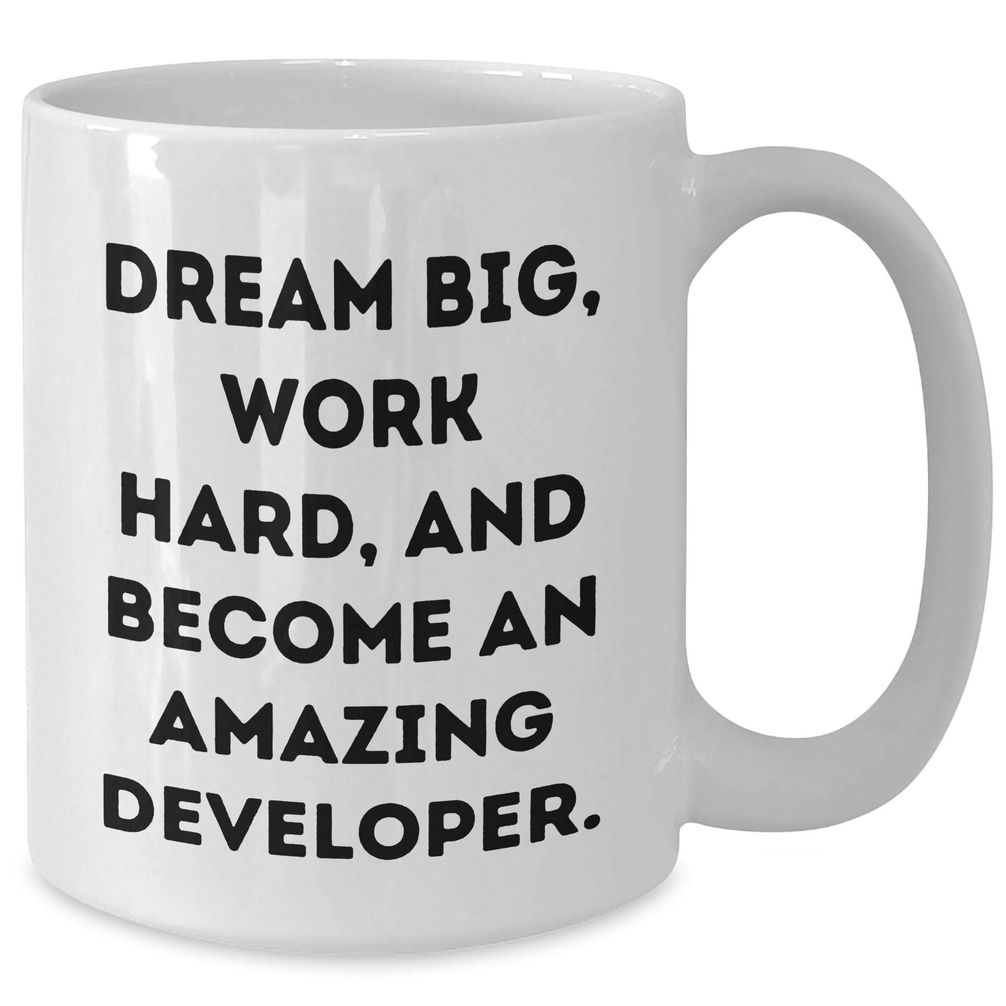 Dream Big Work Hard Developer White Coffee Mug Funny Birthday Unique Gift from Family to Developer