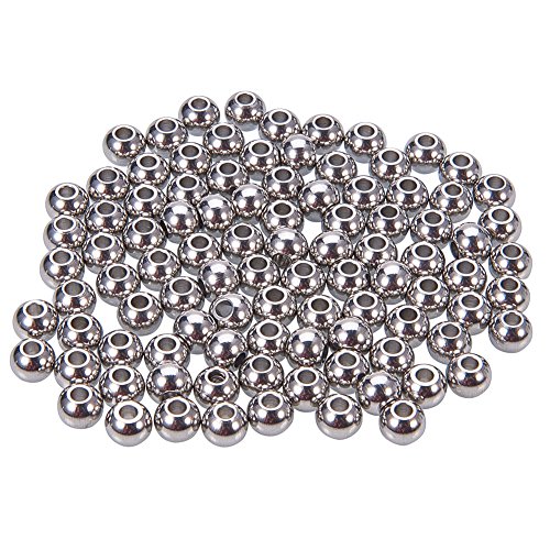 NBEADS 100 Pcs 6mm Metal Spacer Beads, 304 Stainless Steel Rondelle Beads Metal Loose Beads for DIY Bracelet Jewelry Making