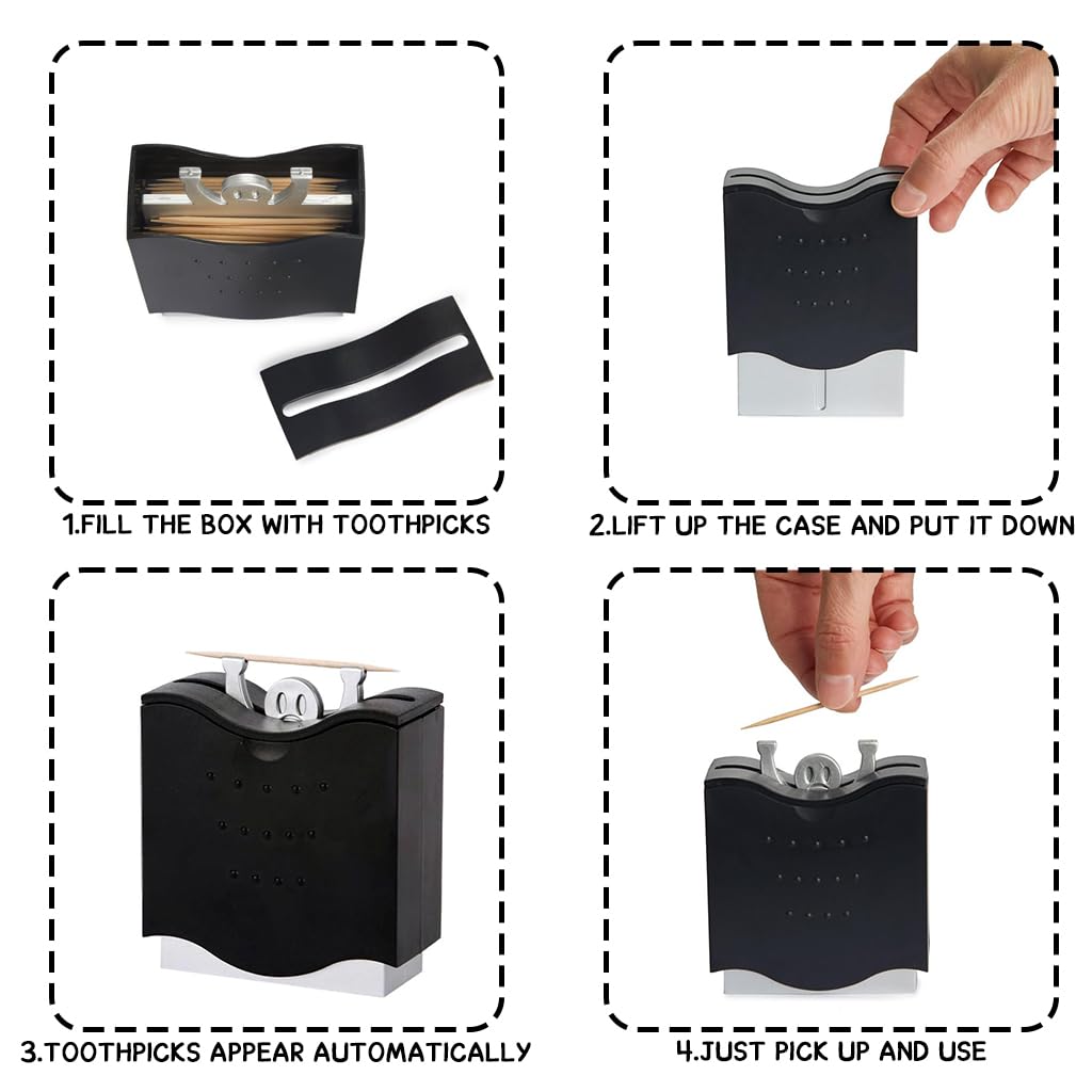 Porte-Cure-Dents Automatique 6,5 cm Distributeur Noir