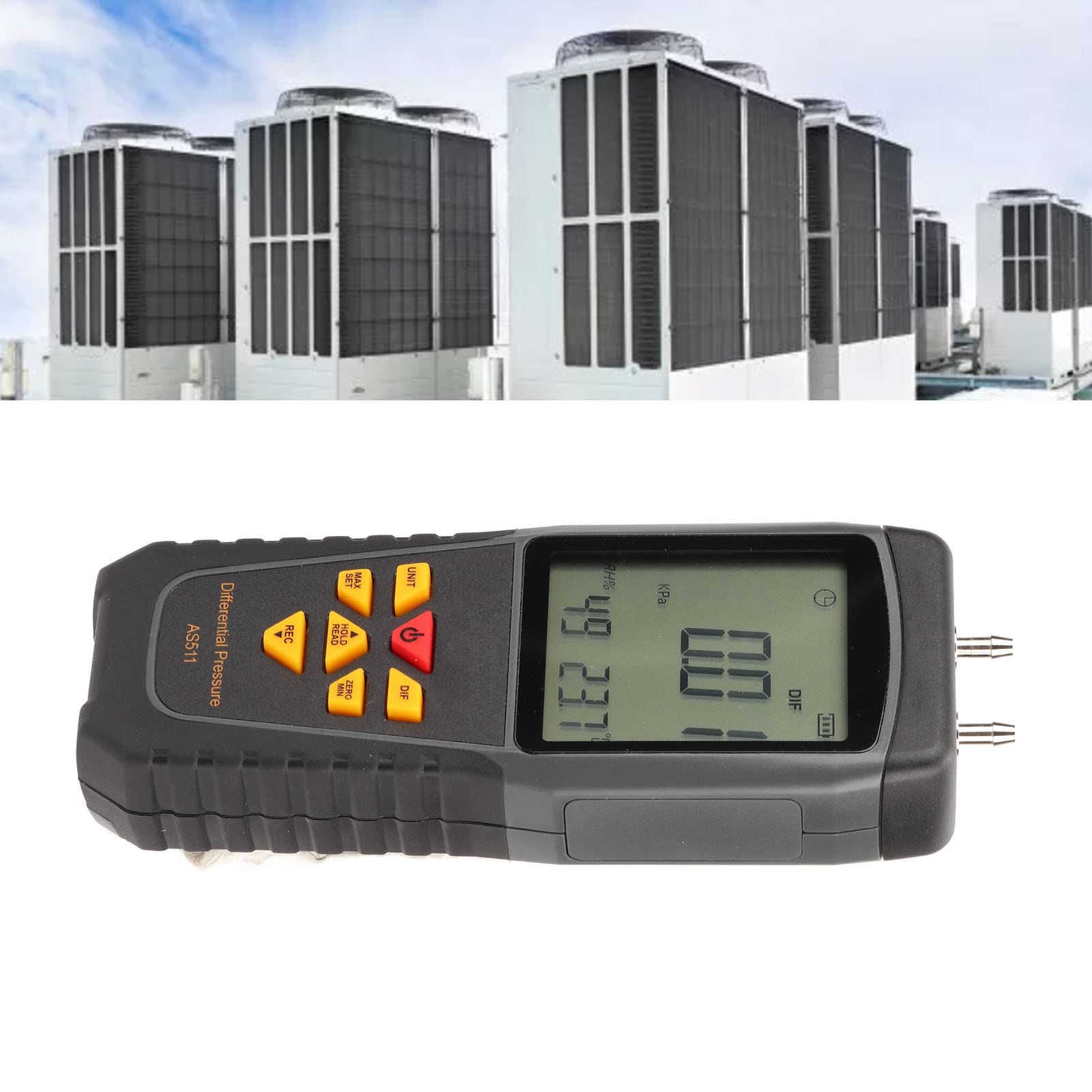 EMUKOEP Medidor de Prueba de Presión Diferencial, Medidor de Sensor Digital, Mano Inteligente para Aire y Gas con Retroiluminación LED