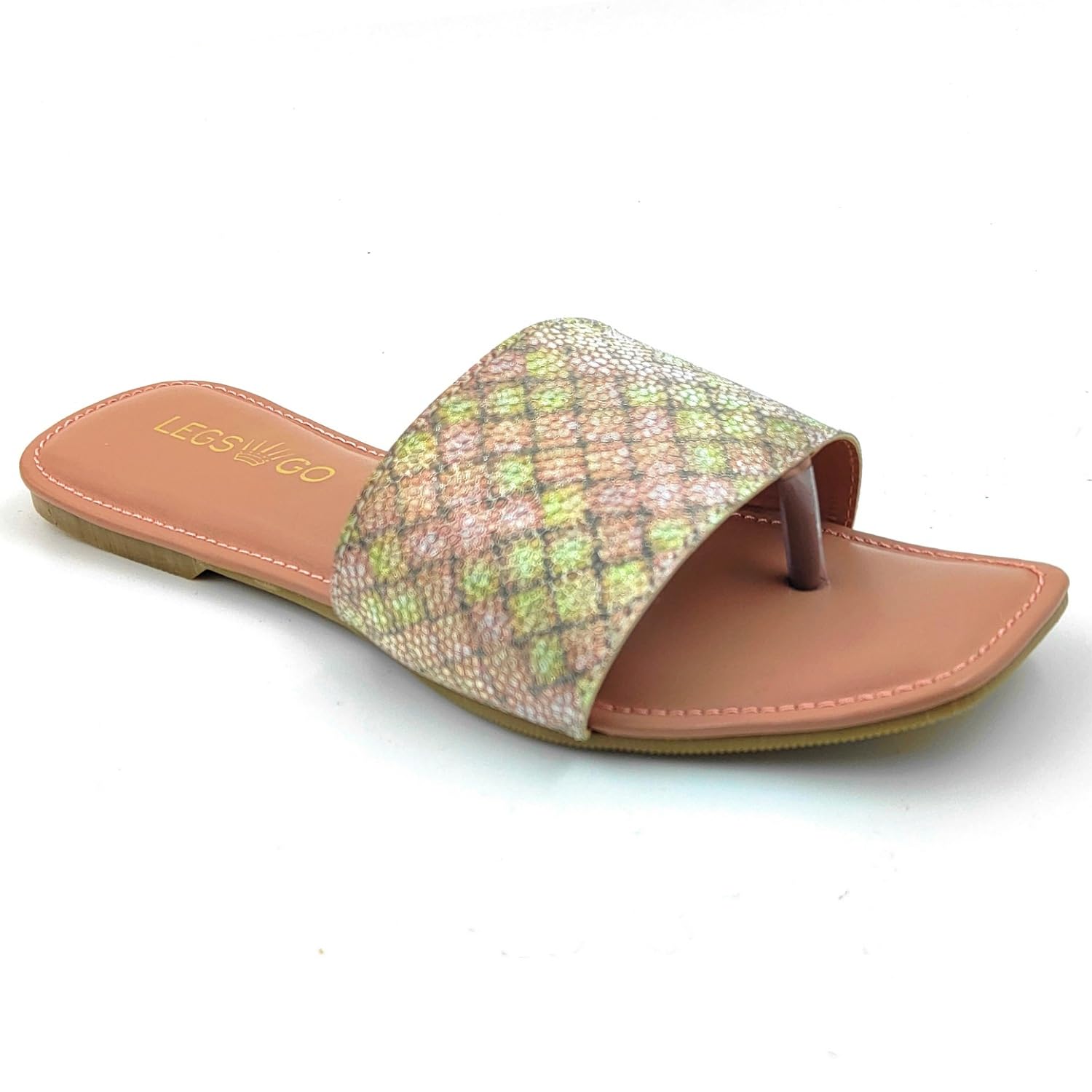 LEGS GO Peach Stylish Design Printed Straps flats for women and girls, Casual and Ethnic Wear(size - 08) (B0C338BKH7) Amazon Price History, Amazon Price Tracker