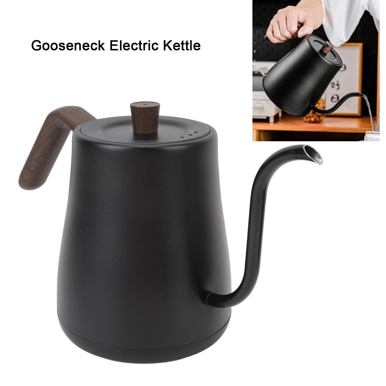 Bollitore Elettrico a Collo di Cigno in Acciaio Inossidabile in Acciaio Inossidabile Manico Ergonomico per il tè da caffè 1000w Potenza (#2)