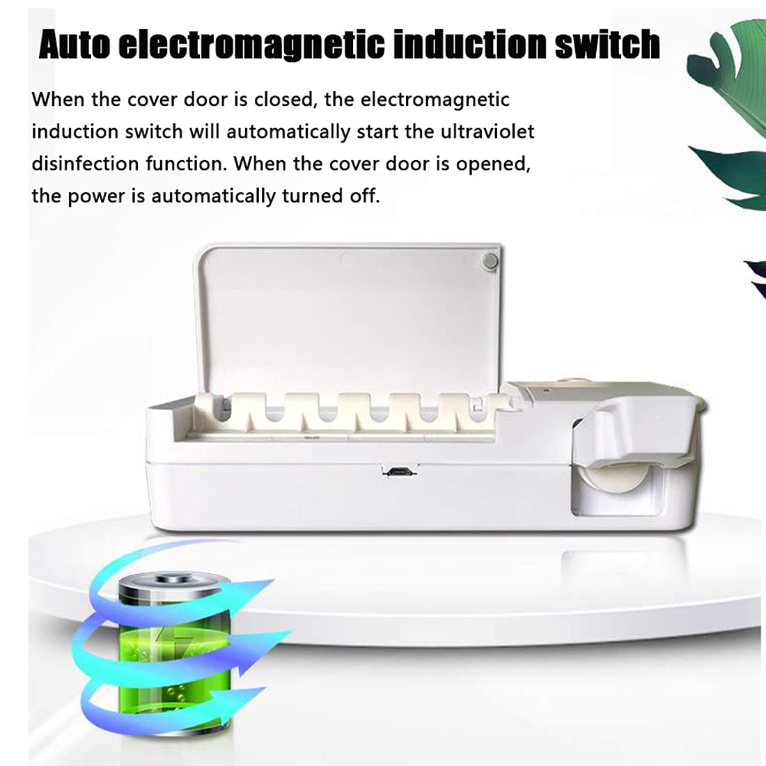 Dispensador automático de Pasta de Dientes Soporte para Cepillo de Dientes eléctrico Esterilizador de Cepillo de Dientes con luz Ultravioleta de Carga Solar montado en la Pared para baño(Blanco)