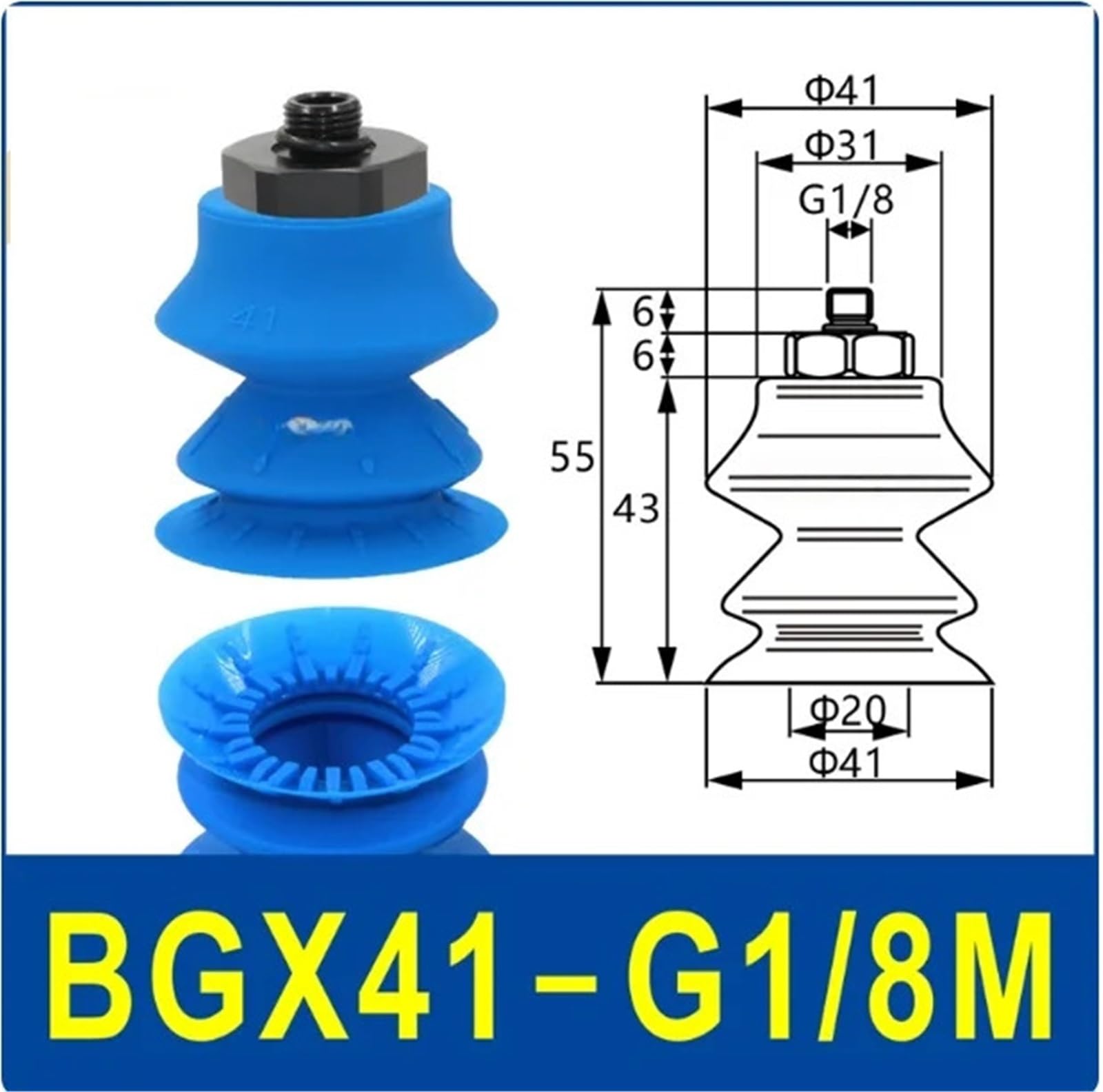 Der Vakuumsauger für Roboter der Serie BGX34/48 eignet sich für industrielles pneumatisches Zubehör von zerbrechlichen Beuteln und großen Beuteln (gelb)