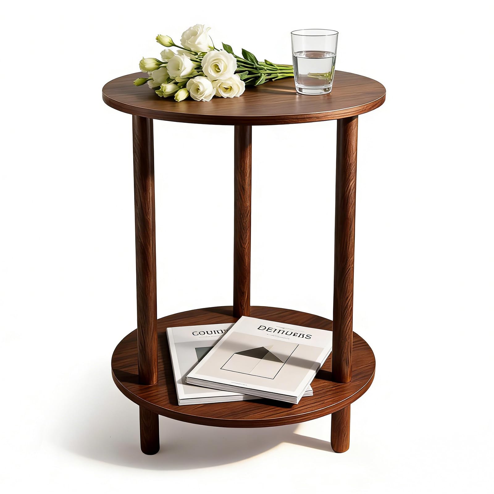 Eirolace Runder Bambus Beistelltisch, 40 cm Durchmesser, 53 cm Hhe, Dunkle  Walnuss, Doppellagig, Modern, fr Wohnzimmer, Schlafzimmer, Flur :  Amazon.de: Garten