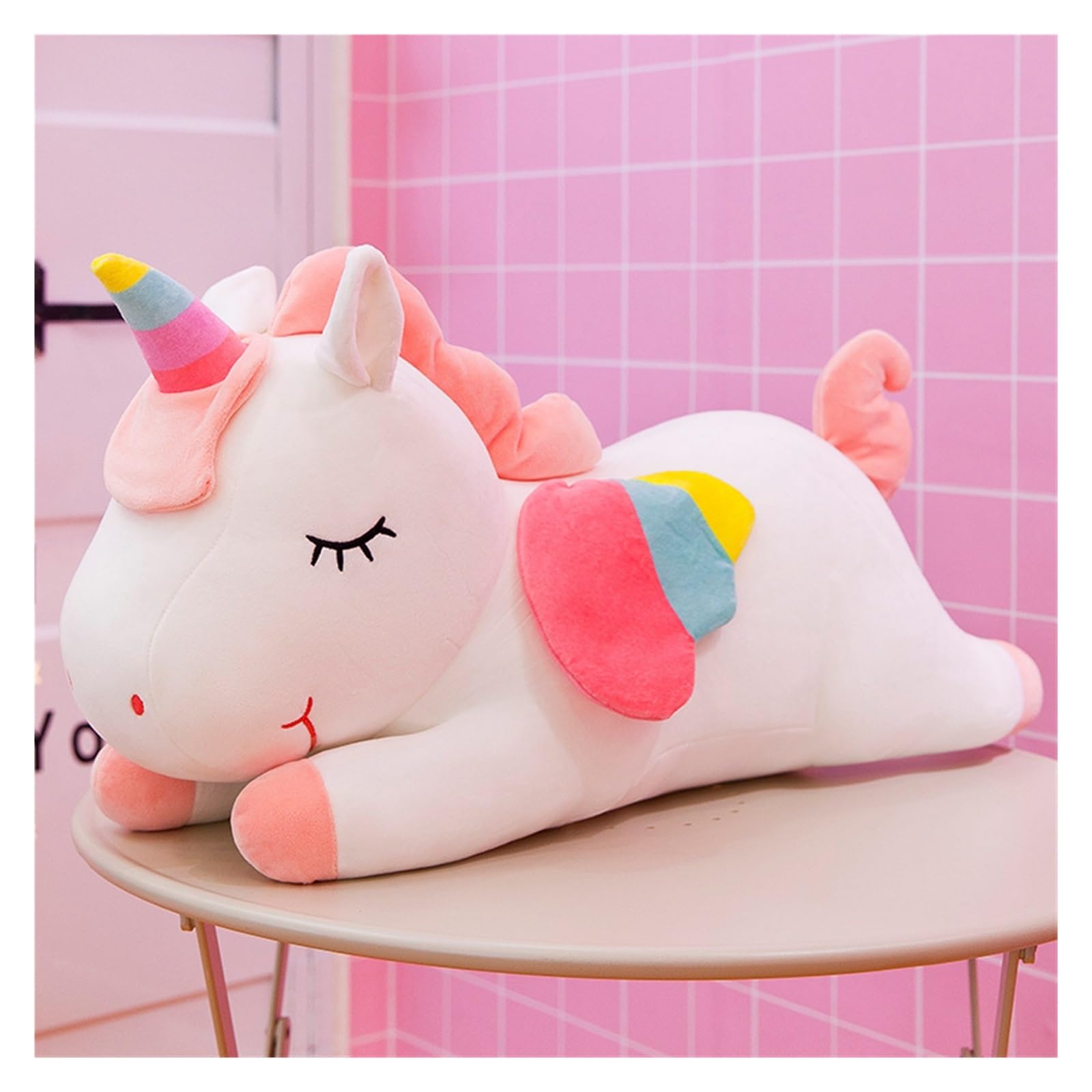 KUKUShining Charming Unicorn Plush, Soft with Rainbow Wings for Girls Great for Room Decor(White,30cm/11.8in)