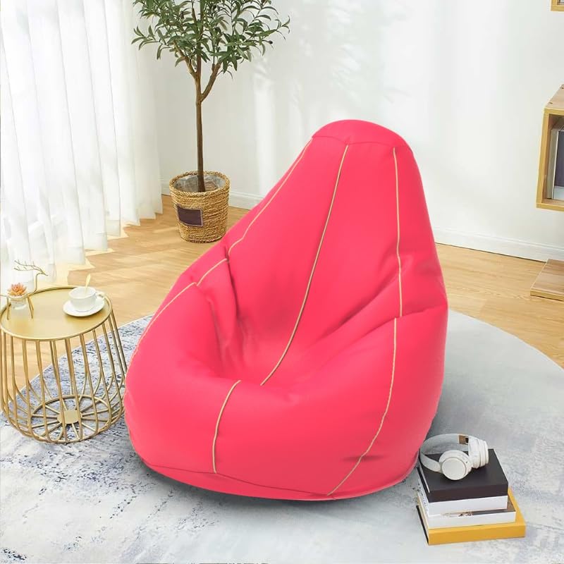 Bean Bag Chair Cover | Size: 6XL | Color: Pink Cream | Without Beans | Premium Leatherette Cover (CMFYPPNG1960)-image-18