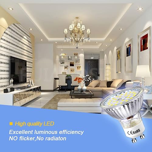 Miniatura 3 de Ruiandsion Bombillas LED GU10 de 85 a 265 V, luz diurna blanca 2835 24SMD, 400 lúmenes, 4 W, repuesto para foco empotrado de riel, no regulable,