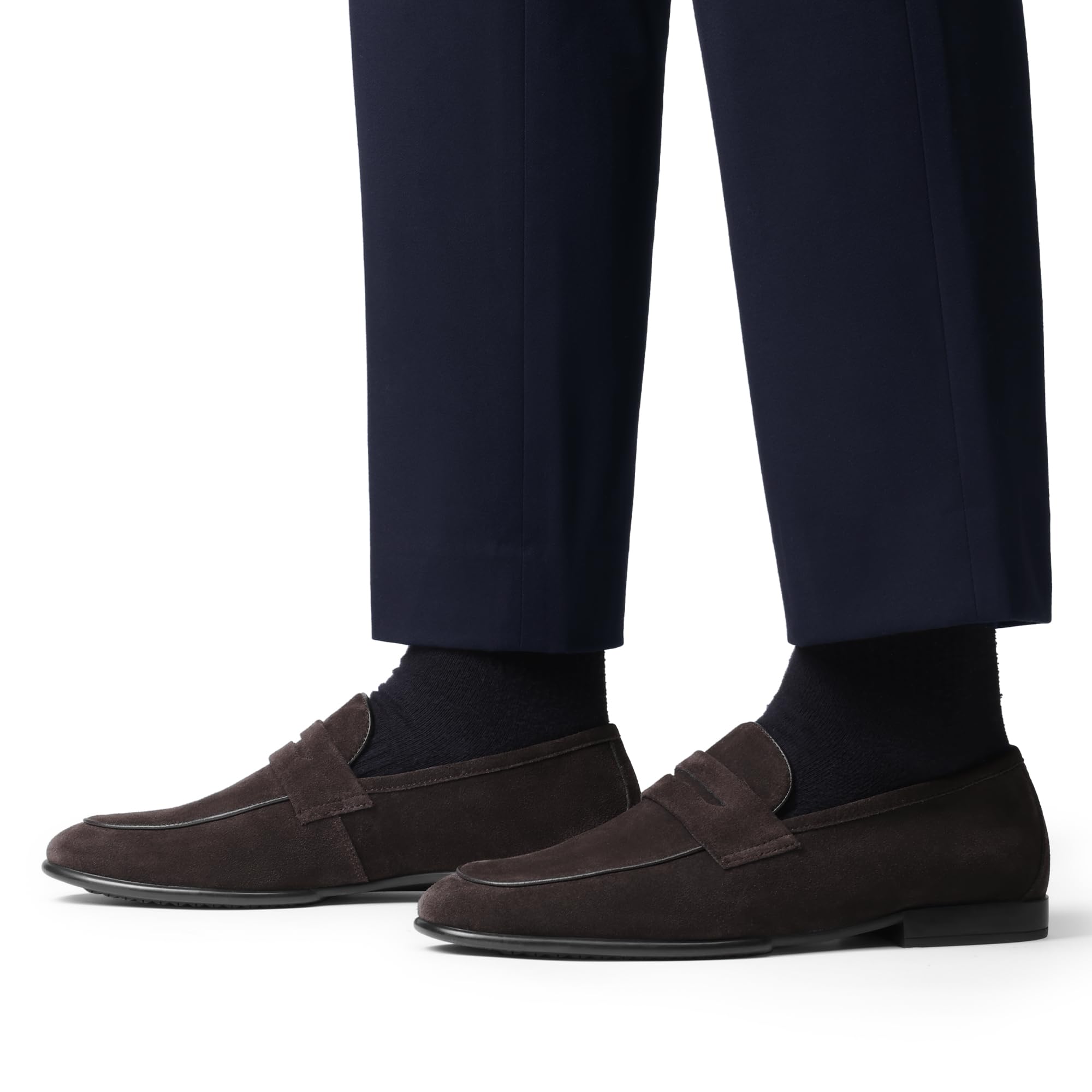 Bruno Marc Mocasines clásicos de cuero para hombre, cómodos, ligeros, sin cordones