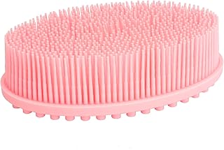DNC Exfoliating Silicone Body Scrubber Shower Bath Body Brush Easy to Clean, Lathers Well, Eco Friendly (Pink)