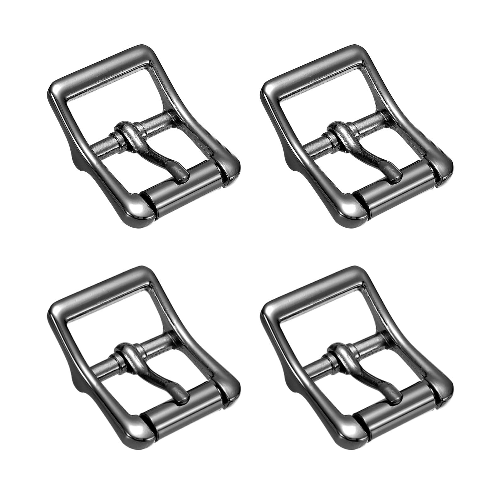 TIXIPEM 1 IN(25mm) Metal Roller Buckle [4Pcs] - Webbing Belts Center Bar Single Prong Buckle Use for Leather Bags Craft & Purse & DIY Accessories - [Black] Curved Loops Clasp — image 1