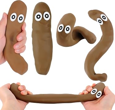 Zomiboo 4 Pack Fake Poop Realistic Dog Poop Toy with DIY Eyes Stretchy Sensory Fake Poops Stress Relief Toys Ball Anxiety for April Fools Day Prank Party Supplies Adults Teens