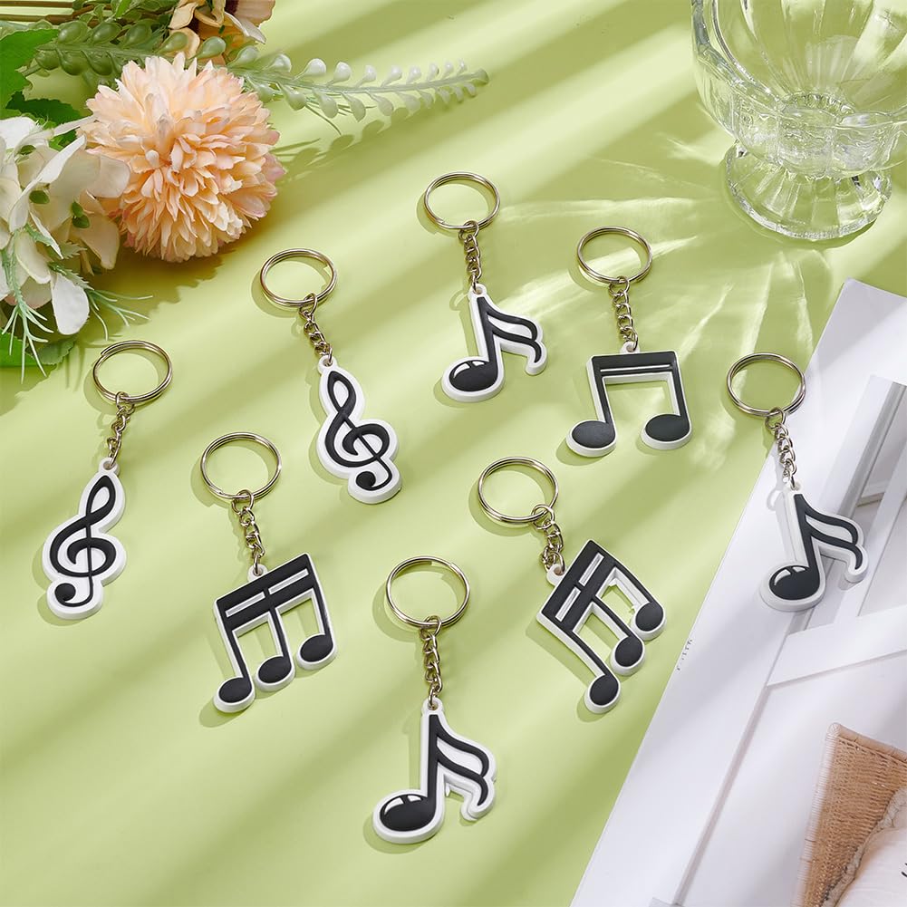 FREEBLOSS 100 llaveros de notas musicales, 4 estilos de PVC, colgantes para bolsa de regalo de fiesta para profesores y amantes de la música