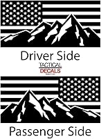 Vista 2 de Bandera de Estados Unidos con calcomanías de escena de montaña para Toyota Sequoia (2008-2022) en negro mate para ventanas laterales - TS2-BX1.A