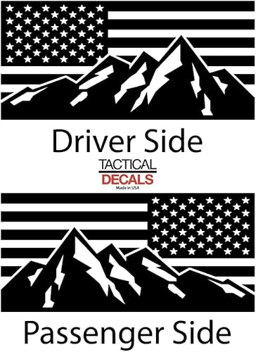 Miniatura 3 de Bandera de Estados Unidos con calcomanías de escena de montaña para Toyota Sequoia (2008-2022) en negro mate para ventanas laterales - TS2-BX1.A