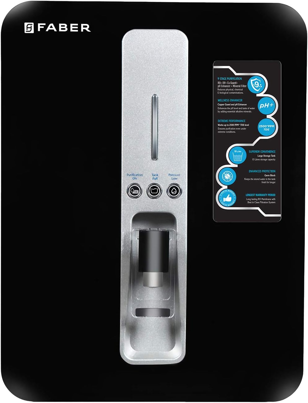 Neutron Pro Ro + Uv + Mat +Copper Guard + Ph Enhancer, 10 Liter, Suitable Upto 2500 Tds