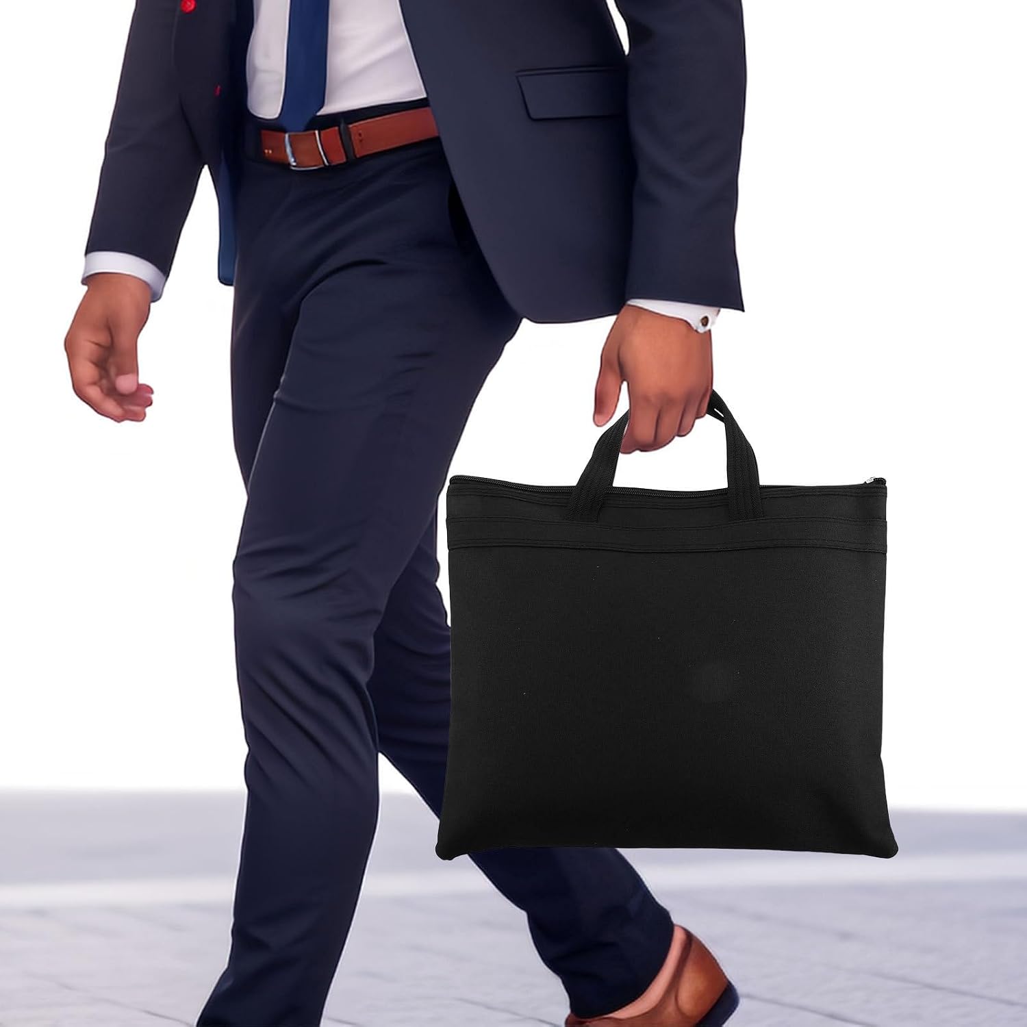 ORFOFE Document Briefcase and Portable Bag Large Capacity Oxford Cloth with Handle, Dual-layer Design for Separate File Storage, Moistureproof for Business Occasions and Meetings